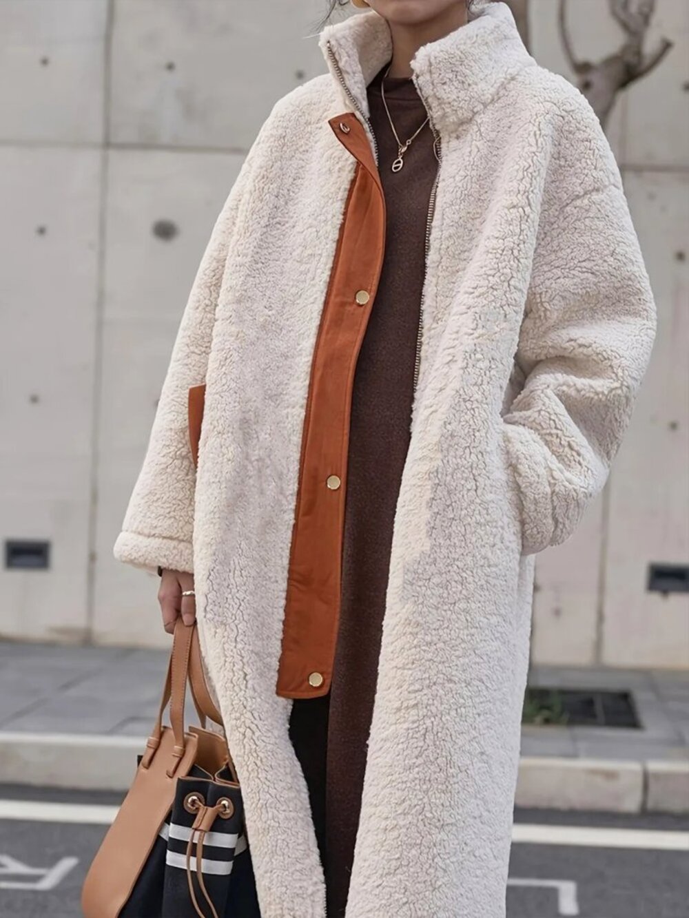 Apricot Casual Women's Zip-Up High Collar Loose Coat Jacket - Picture 3 of 5